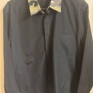 Givenchy Black Shirt with Camouflage Collar